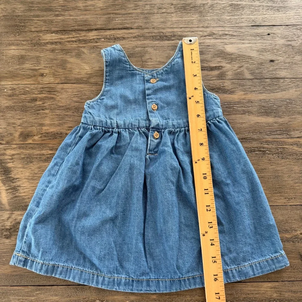 Little Planet by Carters Organic Cotton Denim Jumper Dress 12M Blue Fall Western
